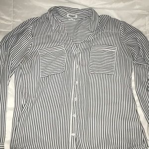 Express white & black striped button down shirt